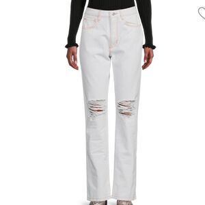 WeWoreWhat Distressed Straight Leg Icon Jeans 26 NWT white